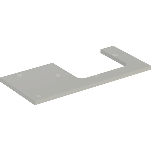 Blat pod umywalkę Geberit ONE z wycięciem, do prostokątnej umywalki nablatowej: B=104.2cm, Greige, Przekrój=Prawa strona, Lakierowany matowy