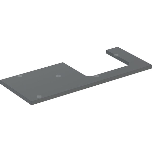 Blat pod umywalkę Geberit ONE z wycięciem, do prostokątnej umywalki nablatowej: B=119cm, Lava, Przekrój=Prawa strona, Lakierowany matowy