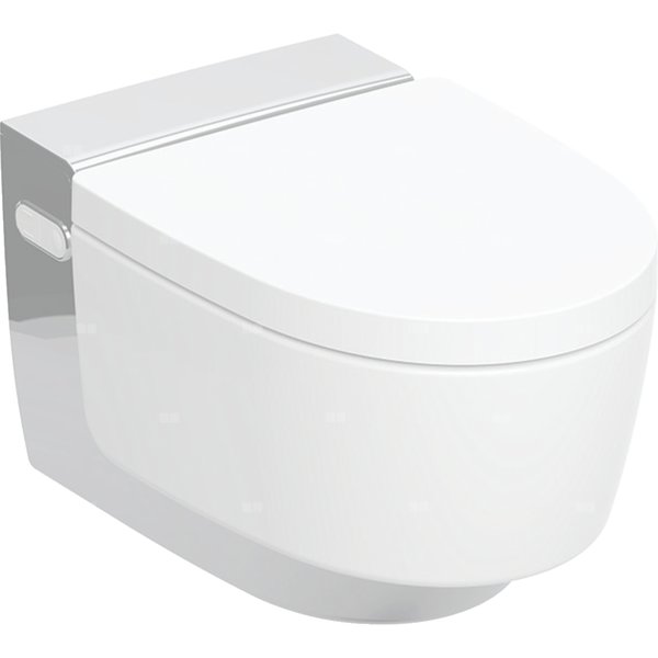 Urządzenie WC z funkcją higieny intymnej Geberit AquaClean Mera Comfort, wisząca miska WC: Miska ustępowa: biały / KeraTect, Panel dekoracyjny: chrom błyszczący