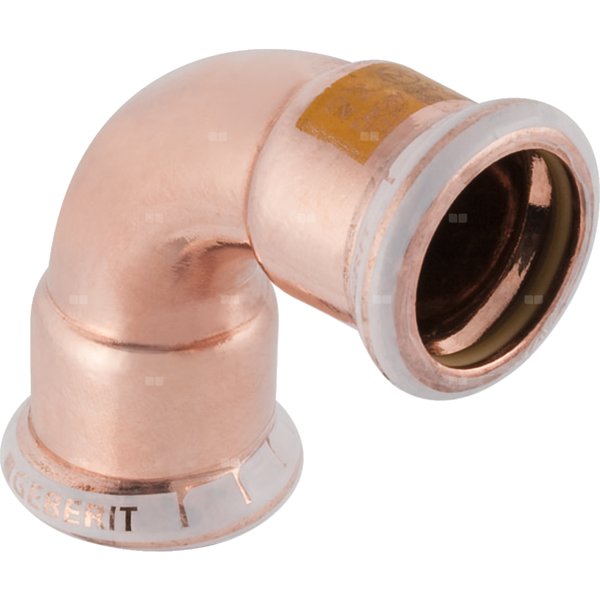 Kolano 90' GEBERIT Mapress Kupfer Gas do gazu, miedź / miedź, 28 mm (mufa zaprasowywana x mufa zaprasowywana), (głębokość: 34 mm) z uszczelką