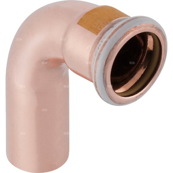 Kolano 90' GEBERIT Mapress Kupfer Gas jednokielichowe do gazu, miedź / miedź, 22 mm (końcówka wciskowa x mufa zaprasowywana) z uszczelką