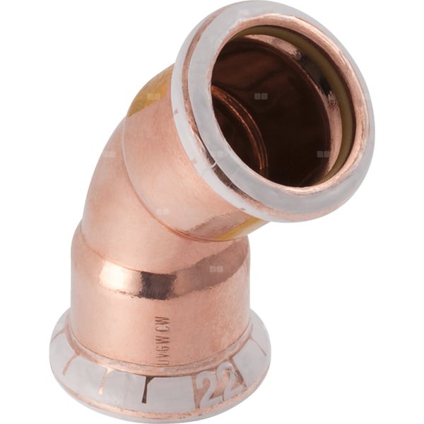 Kolano 45' GEBERIT Mapress Kupfer Gas do gazu, miedź / miedź, 28 mm (mufa zaprasowywana x mufa zaprasowywana), (głębokość: 14 mm) z uszczelką