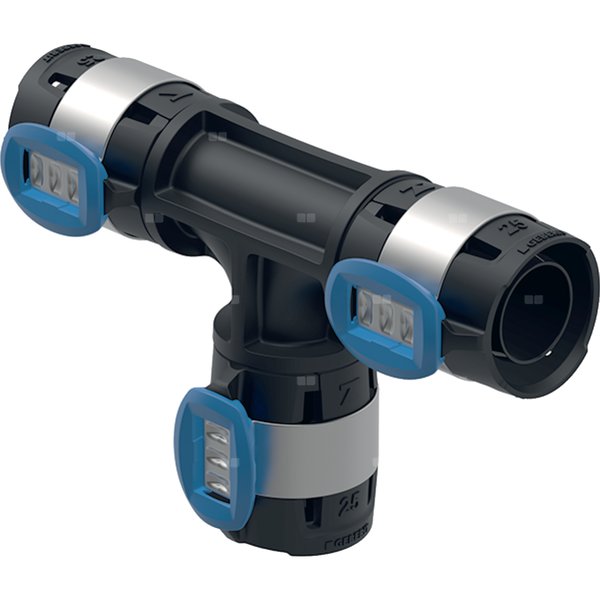 Trójnik Geberit FlowFit, wyrównany: Materiał=PPSU, d=25mm