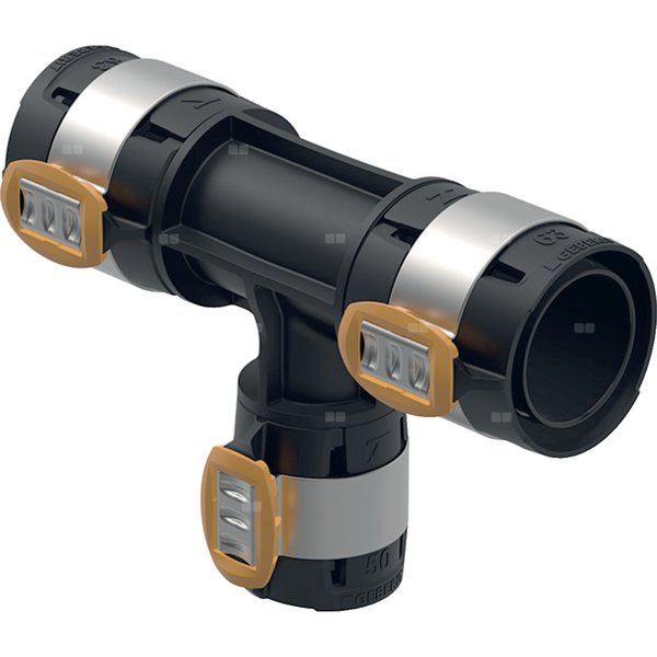 Trójnik redukcyjny Geberit FlowFit: Materiał=PPSU, d=75mm, d1=63mm, d2=75mm