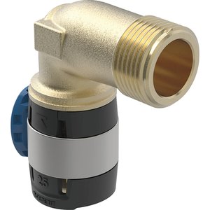 Kolano przejściowe Geberit FlowFit 90 st. z gwintem zewnętrznym, długie: Materiał=Brąz bezołowiowy (CuSn4Zn2PS), d=25mm, R=3/4 "