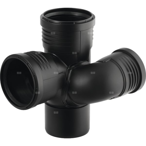Czwórnik GEBERIT Silent-PP polipropylen, 90 mm x 75 mm x 90 mm x 90 mm DN 90 x DN 70 x DN 90 x DN 90, mw x mw x mw x mw