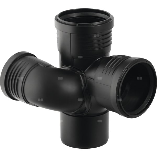Czwórnik GEBERIT Silent-PP polipropylen, 110 mm x 75 mm x 110 mm x 110 mm DN 100 x DN 70 x DN 100 x DN 100, mw x mw x mw x mw