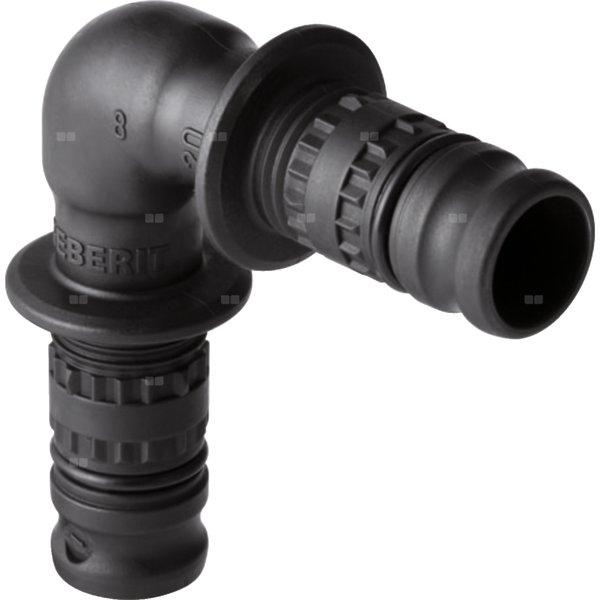 Kolano 90' GEBERIT Mepla, PVDF / PVDF, 75 mm, DN 65 x 75 mm x DN 65 (końcówka wciskowa x końcówka wciskowa), (głębokość: 59 mm) z uszczelką