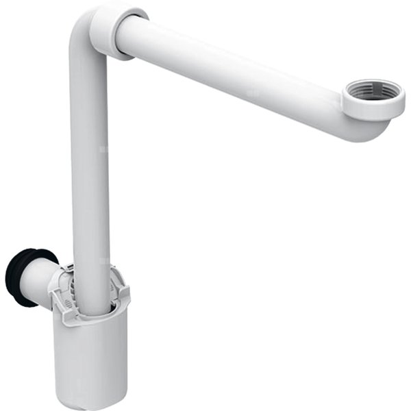Syfon z wkładem syfonującym Geberit do umywalki, model oszczędzający przestrzeń, wylot poziomy: d=32mm, G=1 1/4″, Biały-alpin