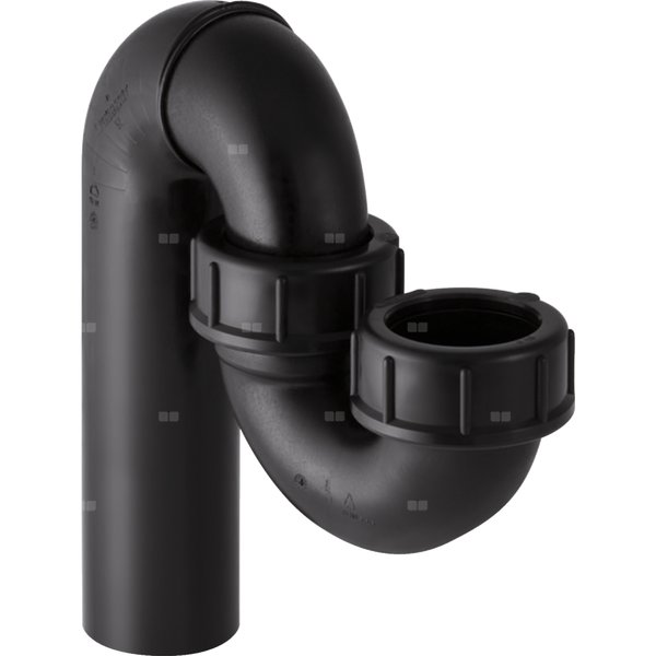 Syfon rurowy Geberit do zlewu, z nakrętką, wpust pionowy i wylot pionowy: d=56mm, d1=56mm, Czarny