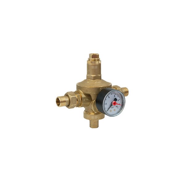 Regulator ciśnienia wody gazu GIACOMINI R153MK mosiądz, GW x GZ 1'' z manometrem