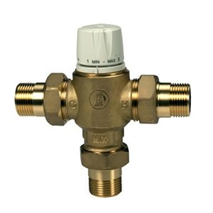 TERMOSTATYCZNY ZAWÓR MIESZAJĄCY +ŚRUBUNKI KV 1,3 NASTAWA 30-65 st.C GZ 1/2"