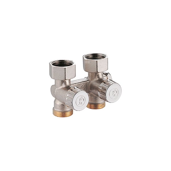 Moduł przyłączeniowy prosty GIACOMINI R383 mosiądz (niklowanie) 1/2'' x 18 mm, rozstaw 50 mm do grzejników