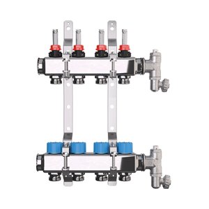 ROZDZIELACZ Z INOX 3 OBW. Z PRZEPŁYW. 0,5 ÷ 5 l/min (M30 x 1,5 MM) + ZESTAW ODPOWIETRZAJĄCY RĘCZNY Z ZAW. SPUSTOWYM G. EUROCONO 1" x ¾”E /3