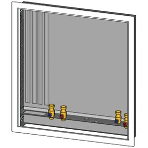 SZABLON MONTAŻOWY MODUŁÓW POMIAROWYCH ZE SPRZĘGŁEM HYDR. GE555 - 3 - 4 ZAWOROWYCH 700 x 750 x 110-140 3/4"