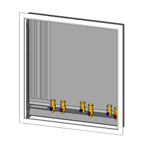 SZABLON MONTAŻOWY MODUŁÓW POMIAROWYCH ZE SPRZĘGŁEM HYDR. GE555 - 3 - 6 ZAWOROWYCH 700 x 750 x 110-141 3/4"