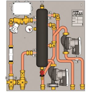 MODUŁ OBSŁUGI SYSTEMÓW C.O. 2 STREFY BEZPOŚREDNIE 2 POMPY 3/4"700x750x 110-142