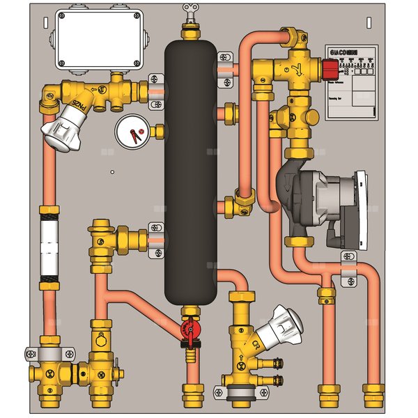 MODUŁ OBSŁUGI SYSTEMÓW C.O. 1 STR. BEZPOŚRED. 1 STR Z MIESZ. 1 POMPA 3/4"700x750x 110-145