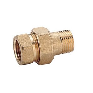 Śrubunek prosty mosiężny do gazu, uszczelnienie stożek-teflon (WZ) 1/2"