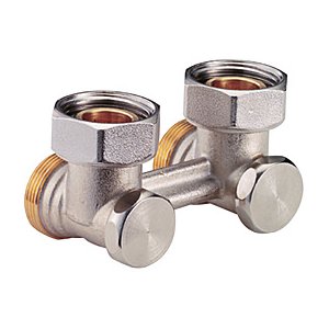 Przyłącze kątowe do grzejników dolnozasilanych VK ze stożkami, eurocono 3/4"x3/4"E