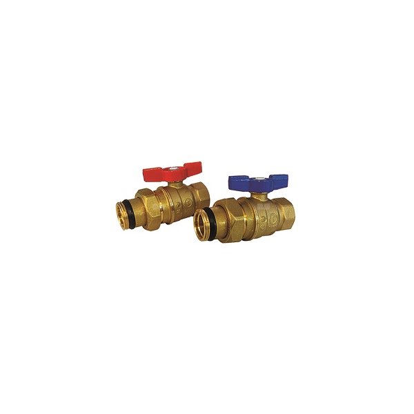 ZESTAW PRZYŁĄCZENIOWY LICZNIKA ENERGII CIEPLNEJ KĄTOWY O ROZSTAWIE 110 MM, KIESZEŃ SONDY M10 x 1, (1") GW 1" x GZ 1"