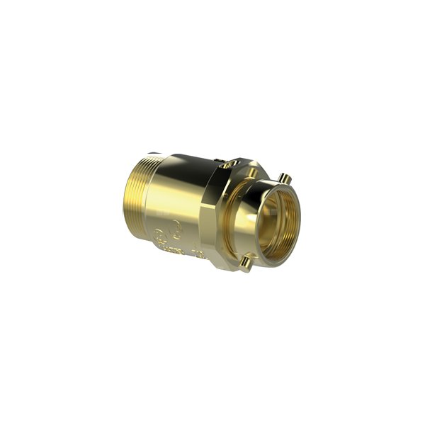 P.POŻ. ADAPTER Z KLAPĄ ZWROTNĄ I GWINTEM ZEWNĘTRZNYM DO ROZDZIELACZY P.POŻ. ZACZEP TYPU "PIN LUG", CHROM POLER. 3" NPT GZ x 2 1/2'' NST GW