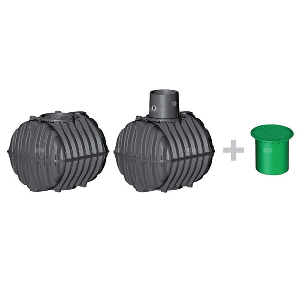 CARAT ZESTAW 13.500L 2x6500L Z NADBUDOWĄ MAX DN160 (bez pokrywy) - plastikowy Zbiornik na wodę deszczową, zbiornik na deszczówkę , zbiornik retencyjny, zbiornik z tworzywa , szambo