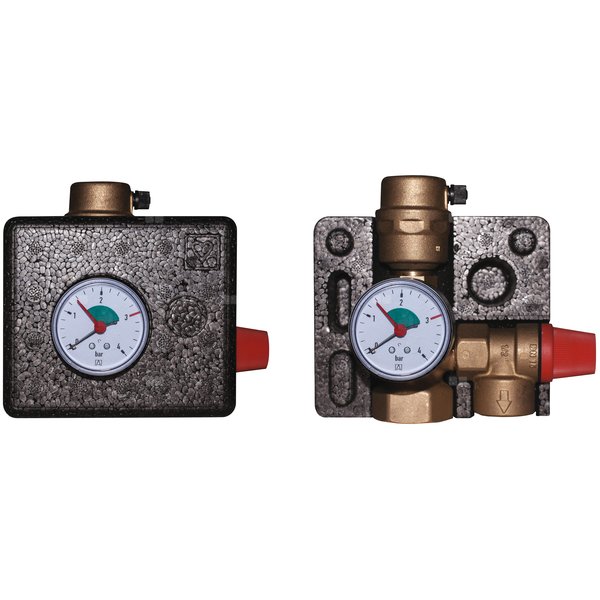 Zespół przyłączeniowy HERZ KG 115H mosiądz DN 25 GW x GW, max. 10 bar, max. 110'C + wskaźnik ciśnienia