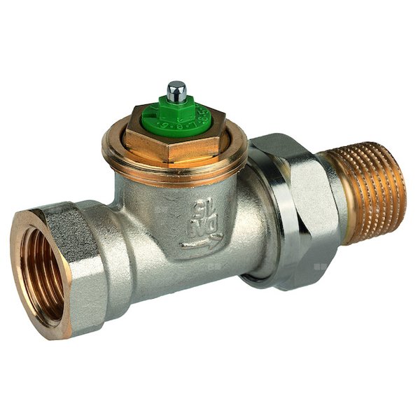 Zawór termostatyczny, prosty, wkładka LX, 1/2", gwint wewnętrzny, ze złączką do grzejnika z uszczelnieniem metal-metal
