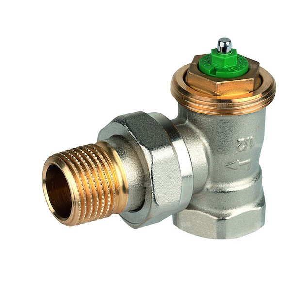 Zawór termostatyczny, kątowy, wkładka LX, 1/2", gwint wewnętrzny, ze złączką do grzejnika z uszczelnieniem metal-metal