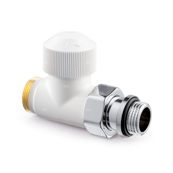 Zawór termostat. Thera Design, biały, prosty, 1/2", konieczne złączki FEM24C/FEM24P/FEM24M