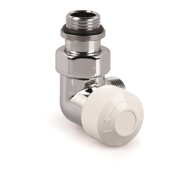 Zawór termostatyczny Thera Design, chrom, narożny, lewy, 1/2", konieczne złączki FEM24C/FEM24P/FEM24M
