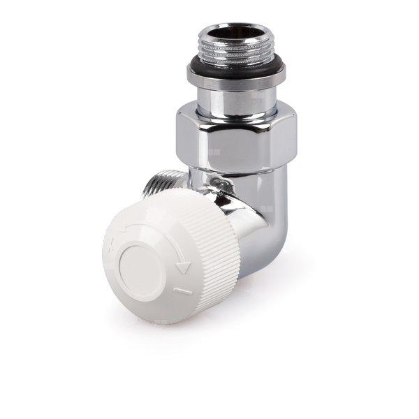 Zawór termostatyczny Thera Design, chrom, narożny, prawy, 1/2", konieczne złączki FEM24C/FEM24P/FEM24M