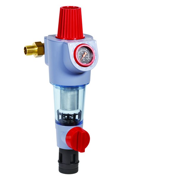 Filtr z płukaniem wstecznym i regulatorem ciśnienia, 1 1/4", siatka 100 mikronów, wersja bezołowiowa