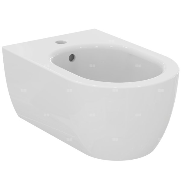 Bidet ścienny 355x540x250 mm, 1 otwór na baterię, z przelewem - BLEND CURVE