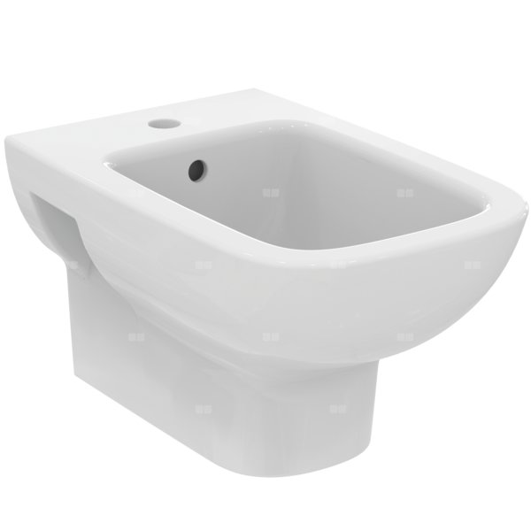 Bidet ścienny 355x540x305 mm, 1 otwór na baterię, z przelewem - I.LIFE A