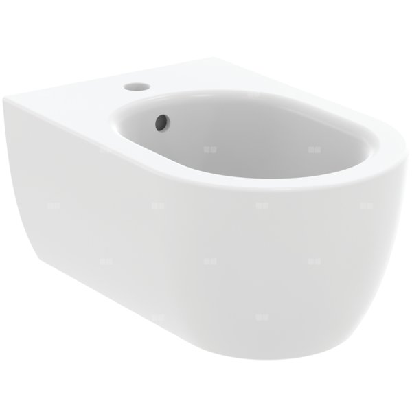 Bidet ścienny 355x540x250 mm, 1 otwór na baterię, z przelewem - BLEND CURVE