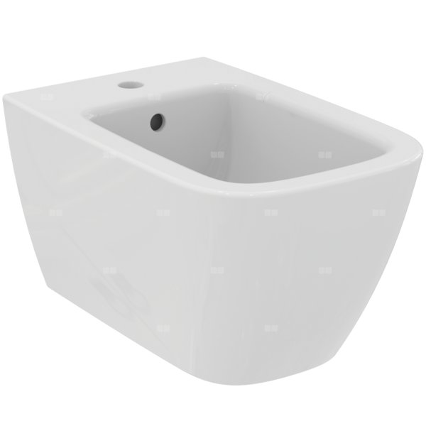 Bidet ścienny 355x540x300 mm, 1 otwór na baterię, z przelewem - I.LIFE B