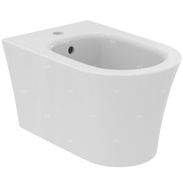 Bidet ścienny 355x540x315 mm, 1 otwór na baterię, z przelewem - LDV