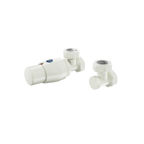 ZAWÓR TERMOSTATYCZNY ELEGANT - ELGS026C/FK - KĄTOWY - BIAŁY/ICE CREAM STRUCTURA-C57 + ZŁĄCZKI NA PEX