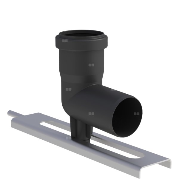 Kolano 87st. fi100mm z podporą i szyną mocującą