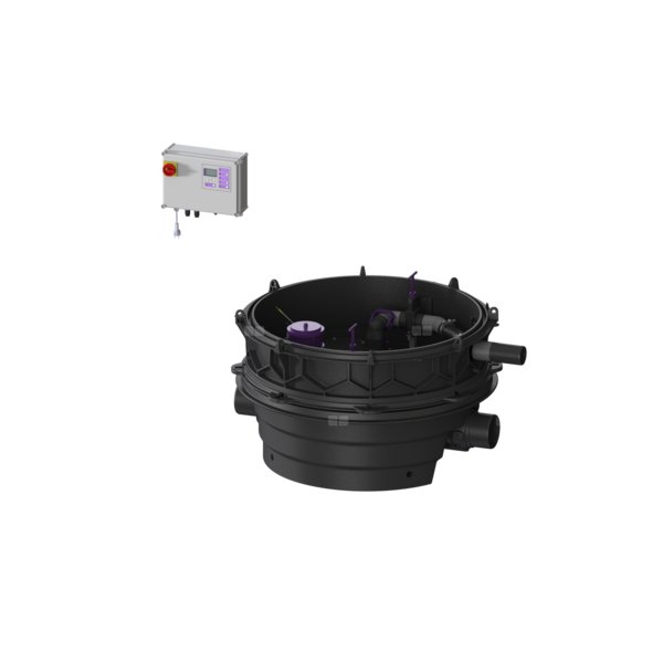 Moduł techniczny Ecolift XL Mono 230V SPF1400-S3 z automatyczną klapą zwrotną do ścieków szarych do swob. ustawienia lub połączenia ze studz.