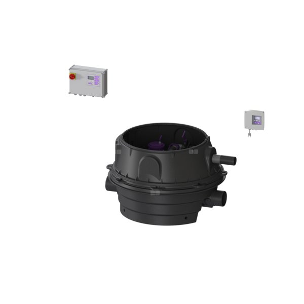 Moduł techniczny Ecolift XL Duo 400V SPF1500-S1 z automatycznymi klapami zwrotnymi do ścieków czarnych do zabudowy w ziemi lub płycie betonowej