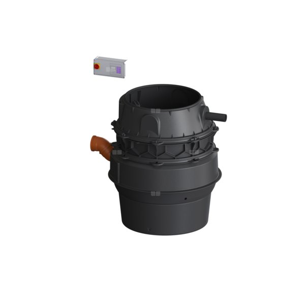 Moduł techniczny przepompowni Aquapump XL Duo z szafką Comfort 1500-S1 400V ze zgrzewanym pierścieniem studzienki i stożkiem LW 800