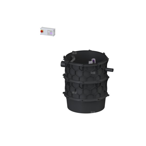 Moduł techniczny przepompowni Aquapump XL Duo, z szafką Comfort z pompą GTF 1600-S1, poj. użytk. 340 l