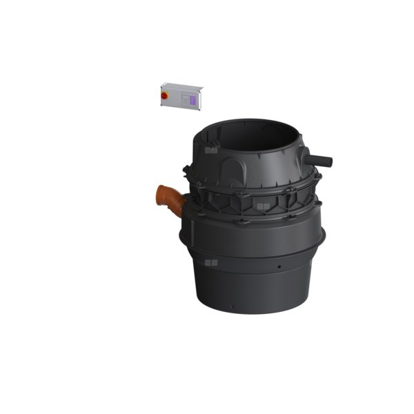 Moduł techniczny przepompowni Aquapump XL Duo z szafką Comfort 3000-S1 400V ze zgrzewanym pierścieniem studzienki i stożkiem LW 800