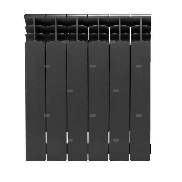 Grzejnik żeberkowy KFA Armatura G500F/6 aluminium, podłączenie boczne 572 x 483 mm, kolor grafit (RAL 9007), moc 846 W