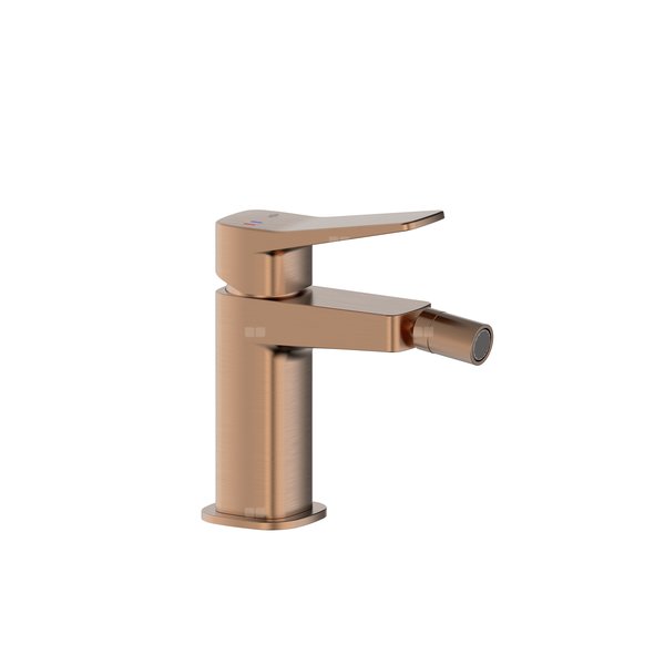Bateria Malaga, bidetowa, stojąca ze spustem klik-klak, PVD brushed rose gold