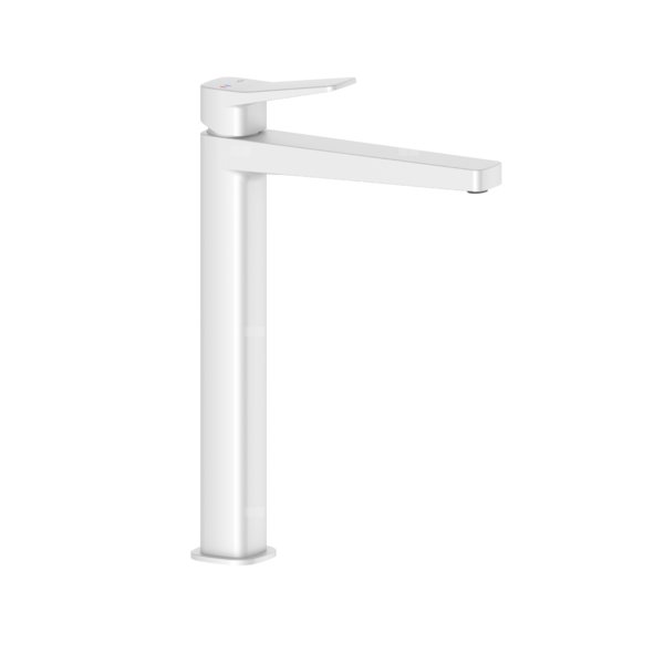 Bateria Malaga, umywalkowa, nablatowa ze spustem klik-klak, white