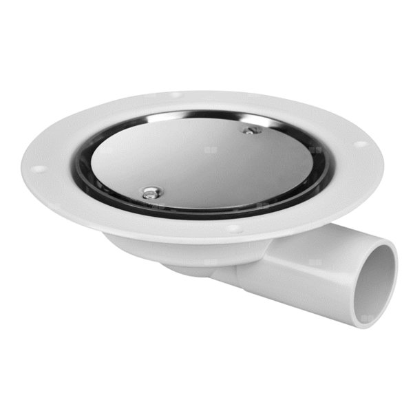 Wpust podłogowy wykonany z ABS z odpływem 50mm, czyszczony od góry z kratką ze stali nierdzewnej120mm